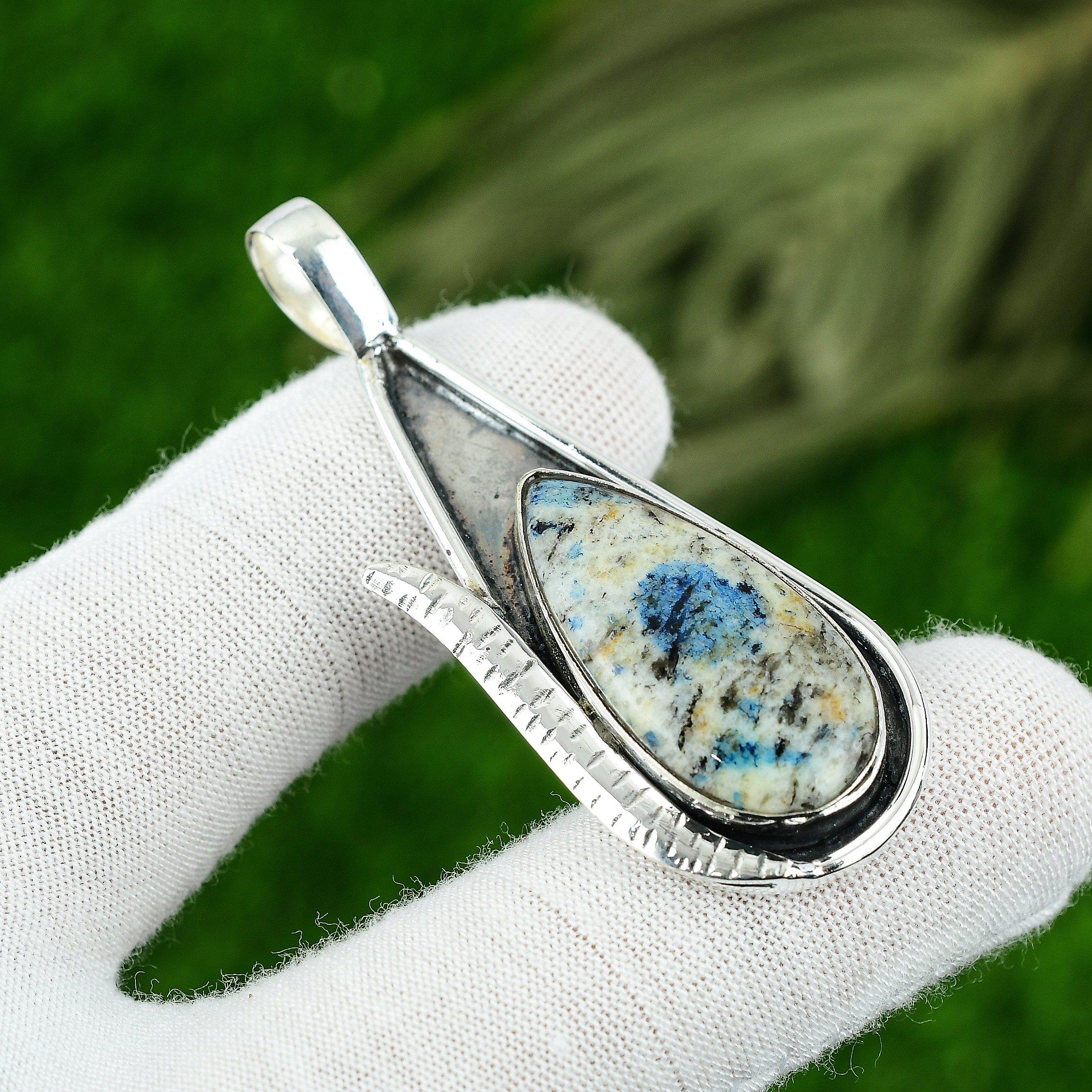 

K2 Jasper Stone Anniversary Artisan Bezel Daughter Pendant 925 Sterling Silver