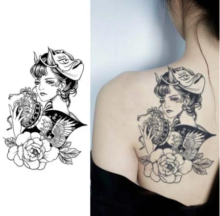 

Japanese Geisha, Lasting 1-2 Weeks Waterproof, Temporary Tattoo Stickers, Lifelike Semi-Permanent Arm Fake Tattoos