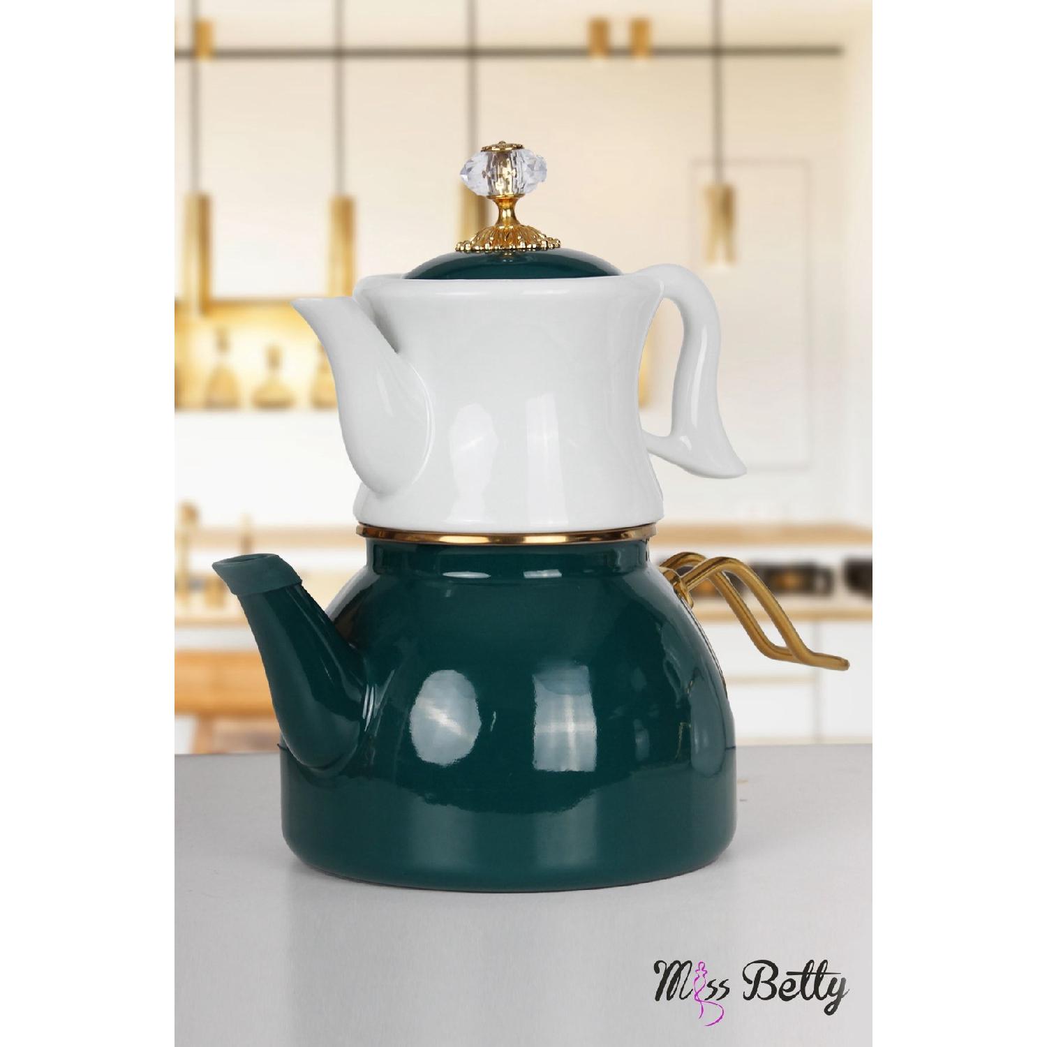 

Enamel Teapot With Porcelain Teapot Dark Green зелёный