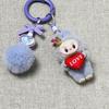 Cartoon Cute Flocking Mini Standing Mobile Phone Pendant Schoolbag Doll Keychain Gift