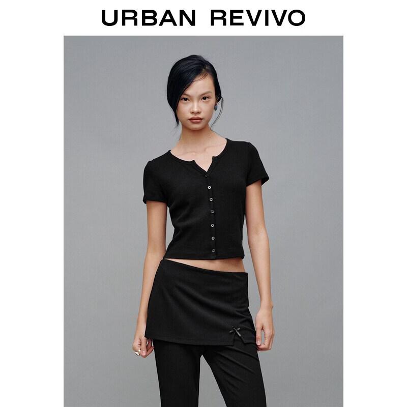 UR2026 Women's Casual Textured Slim T-shirt