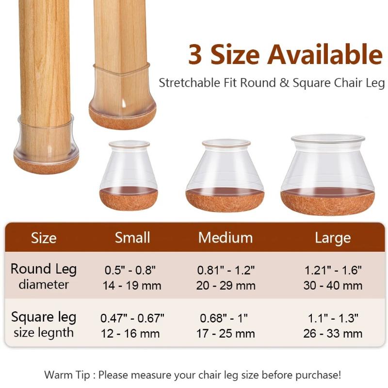 8/24 Pcs Chair Leg Floor Protectors for Hardwood Floors, Silicone Chair Caps Covers Furniture Pads Sliders Wrapped Felt Bottom