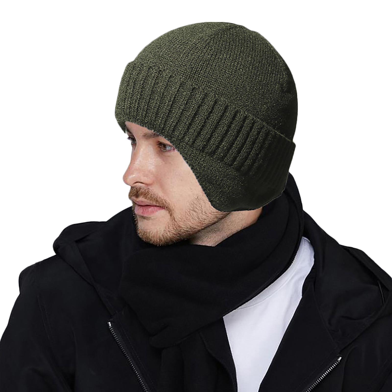 Men Women Winter Knitted Hat Warm Fleece Earflaps Windproof Outdoor Sport Cycle Beanie Hat