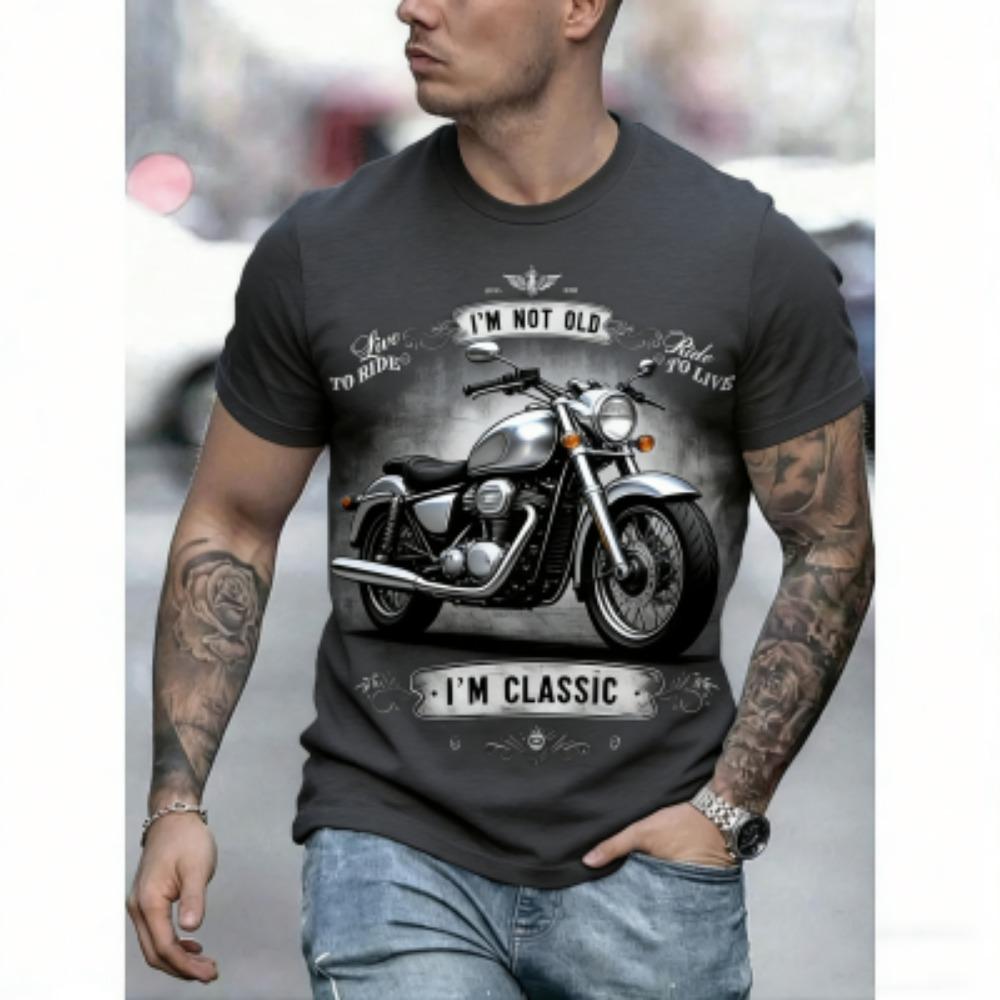 Fashion Europe America Summer Men's T-Shirt Motorcycle 3D Print Tees Top Loose Short Sleeve Streetwear Oversized Women T-shirt
