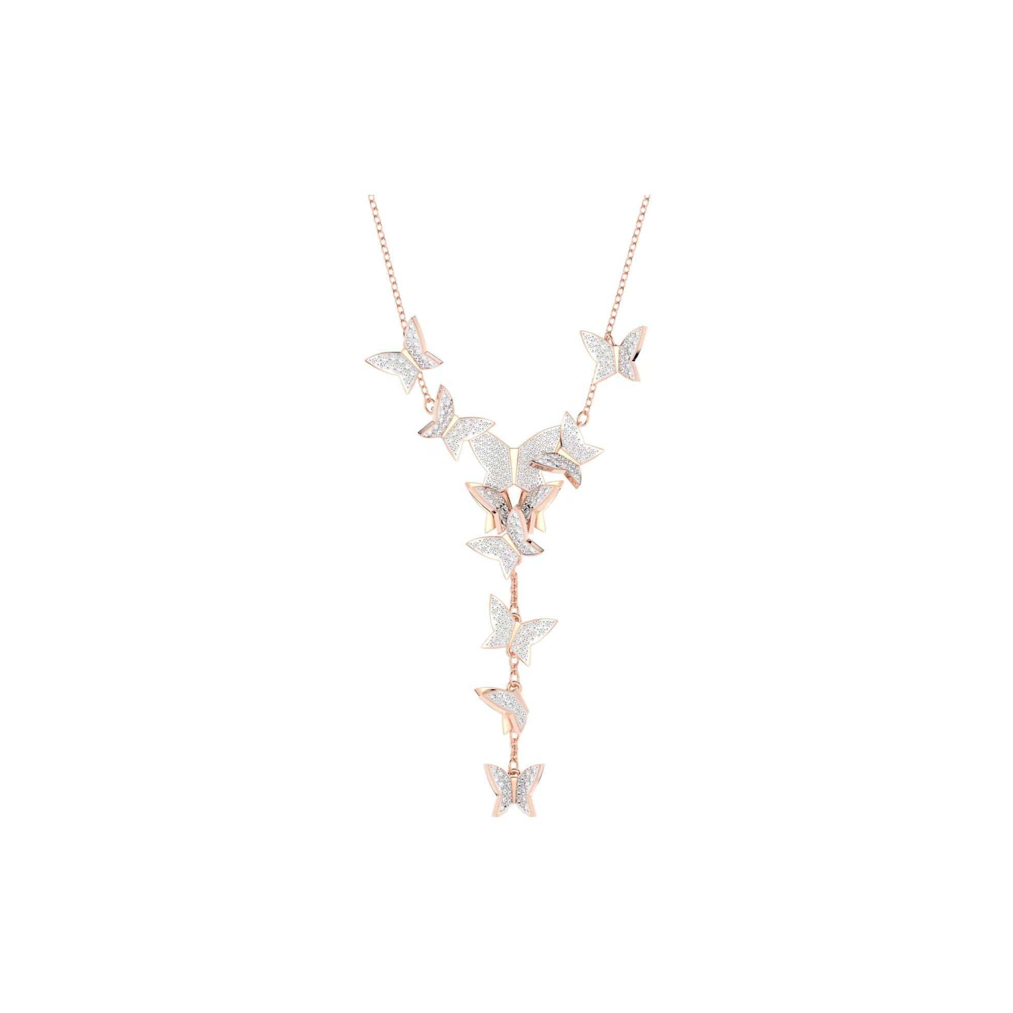 

Swarovski Lilia Y-Shaped Butterfly Pattern Imitation Crystal Choker Necklace Women necklace 5636419 Box (Random Color)