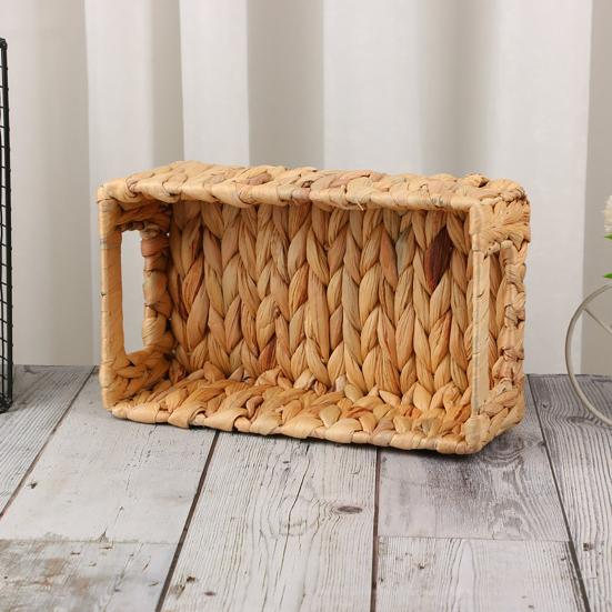 1/2Pcs Storage Basket with Handle Sturdy Structure Large Capacity Strong Load-bearing Hand-Woven Scalloped Edge Wicker Baskets