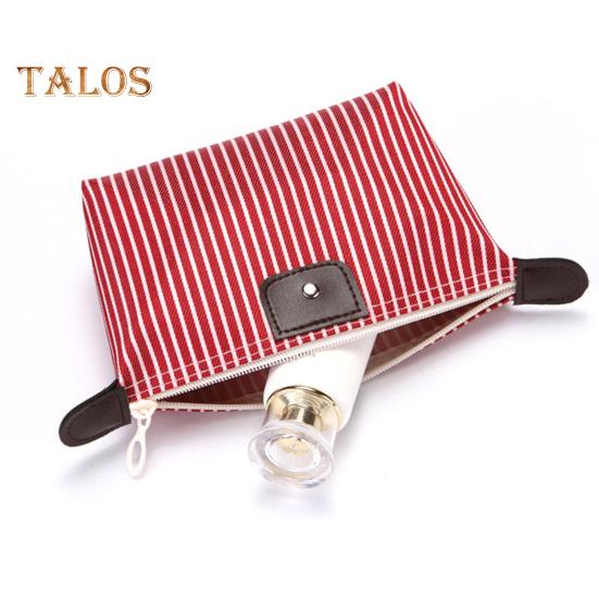 Pruhovaná kosmetická taštička Vodotěsná Skládací Velkokapacitní Zapínání na zip Tvar knedlíku Přenosný organizér na make-up na cesty Domácí úložiště