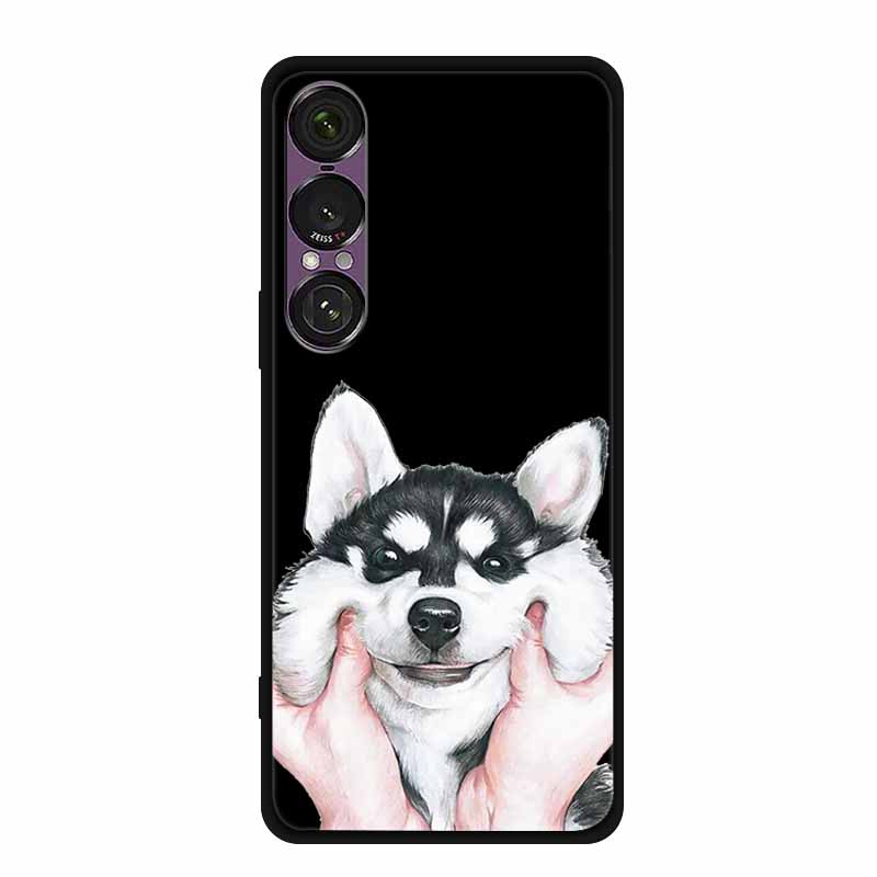 Pro pouzdro na telefon Sony Xperia 1 VII 2025 Kreslené kočky TPU Měkké černé silikonové zadní krycí pouzdro Pro Sony Xperia 1VII 6.5" Pouzdro Funda