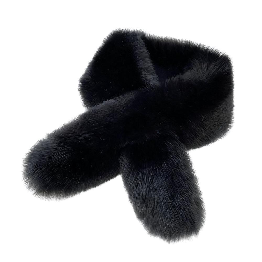 Versatile Faux Fox Rabbit Fur Collar Scarf Solid Color Neck Warmers Cozy Faux Fur Scarf  For Women