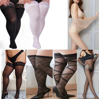 Oversized Women Pantyhose Plus Size Lace Stockings