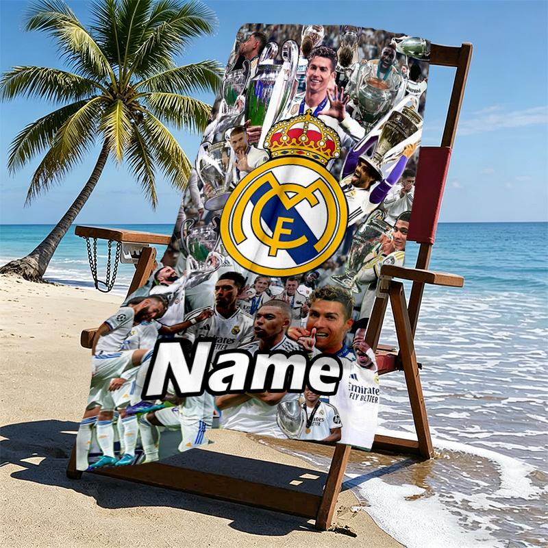 Custom Name Personalized Football team Print Beach Towel, for Trip Camping Beach Party Home Decor, Birthday Gift for Family & Friends