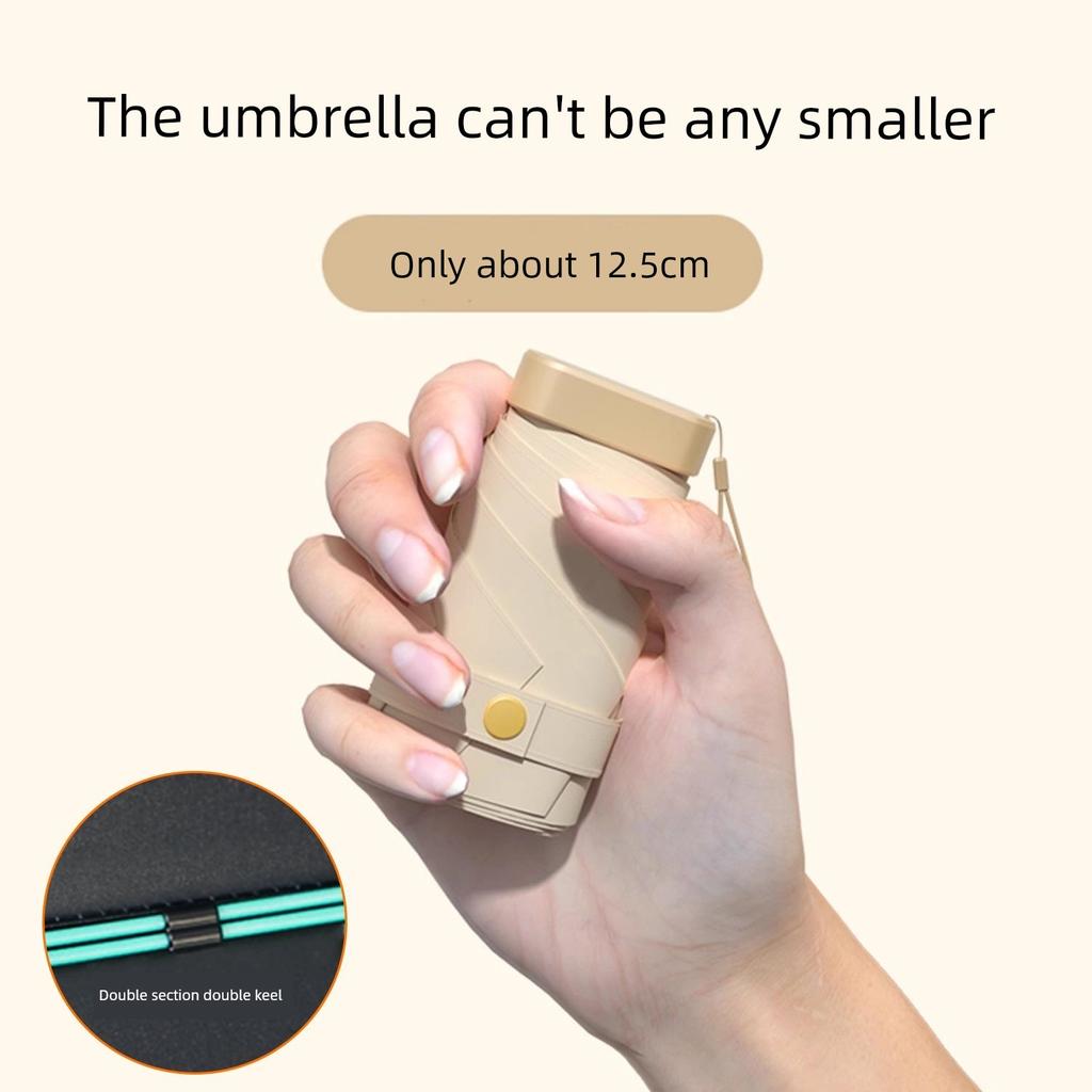 Capsule Sun Umbrella Sun Protection UV Protection Sun Protection Umbrella Dual-Use Mini Six Foldable Ultra Light and Compact Portable M