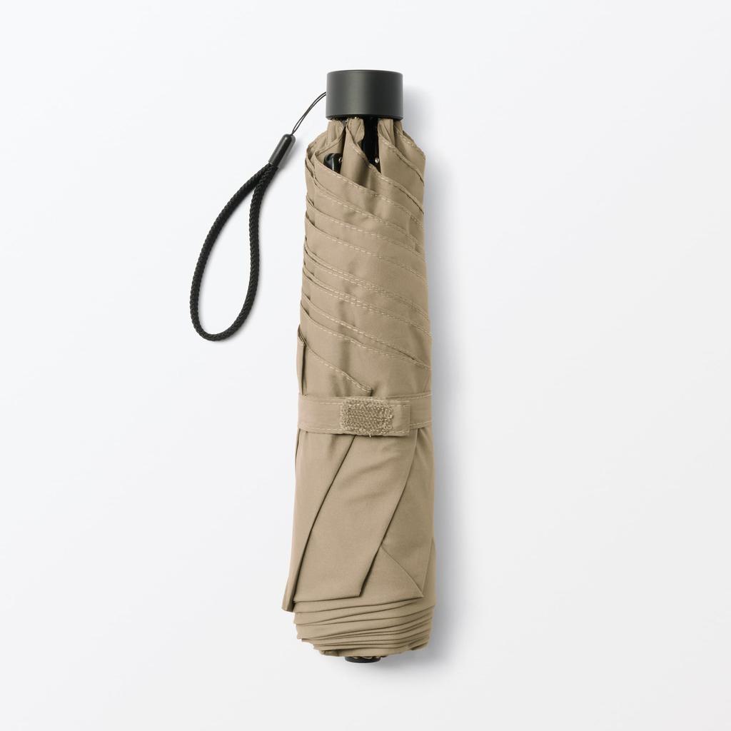 MUJI Folding Umbrella for Sun and Unisex Dark 60cm Rib Length Rain, Adult, DEA53A5A, Beige,
