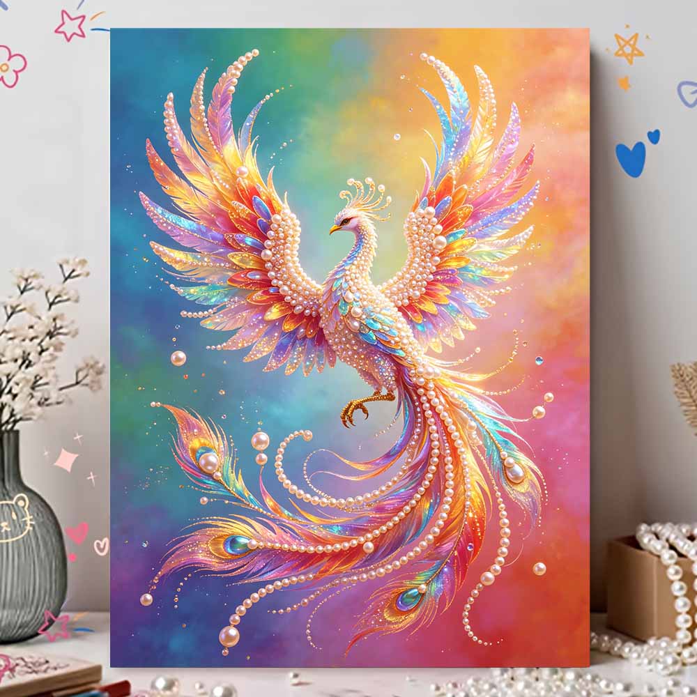 Shiny Pearl Radiant Colorful Phoenix DIY Painting Creative Bead Art Craft Household Wall Decoration Nice Present For Art Hobbyists Home Decor