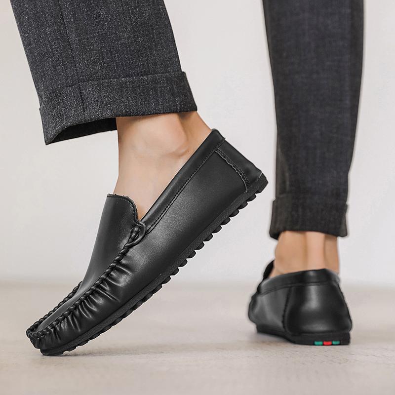 Fashion Non Slip Walking Office Work Shoes Mens Leather Shoes 2025 Casual Slip on Formal Dress Loafers Breathable Soft Flats for Male
