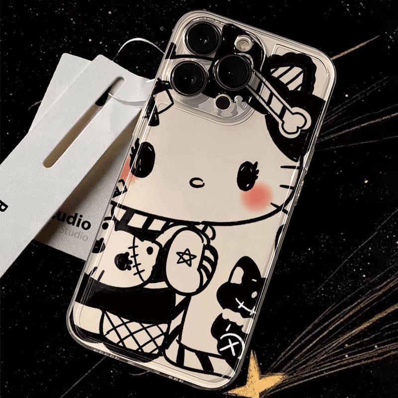 

Hello Kitty Black & White Case for iPhone 16 Pro Max, 15 Plus, 14 Pro, 12X iPhone 13 Pro Max