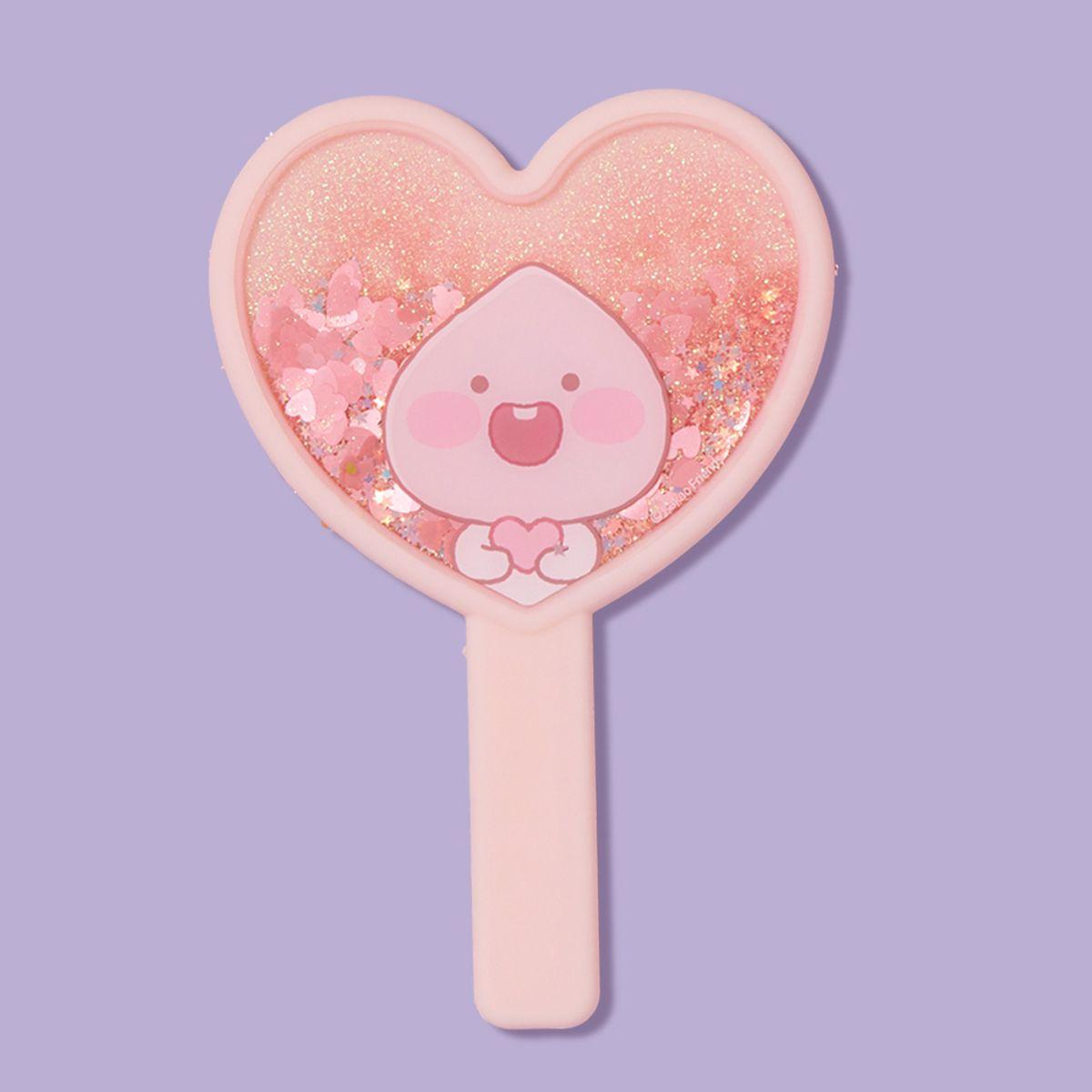 Lovely Apeach Glitter Hand Mirror Pink