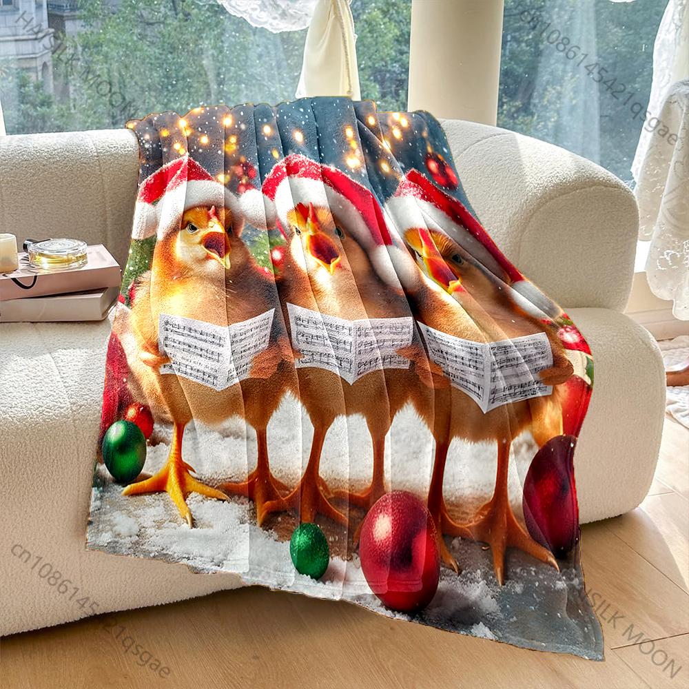 Festive Chicks Singing with Music Pattern Blanket Flannel Material Soft Warm for All Seasons Home Outdoor Camping Picnics RV