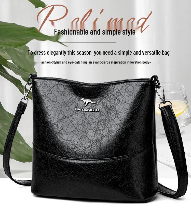 Women's 2025 Fashion Soft Leather Bucket Bag - Large Capacity, Practical Single Shoulder, Crossbody, and Underarm Bag