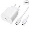 USB-C nabíječka 25W + USB-C na USB-C kabel 1M Bílá pro Samsung Galaxy A36 A56 A32 4G-5G A31 A30