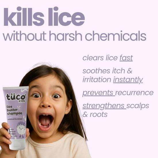 Shampoo Naturale Tuco® Kids Anti-Pidocchi | Infuso con Canfora, Neem, Olio di Albero del Tè | Età 2-5, 4-10, 10-15, 5-10 Anni | Senza SLS | 100ml