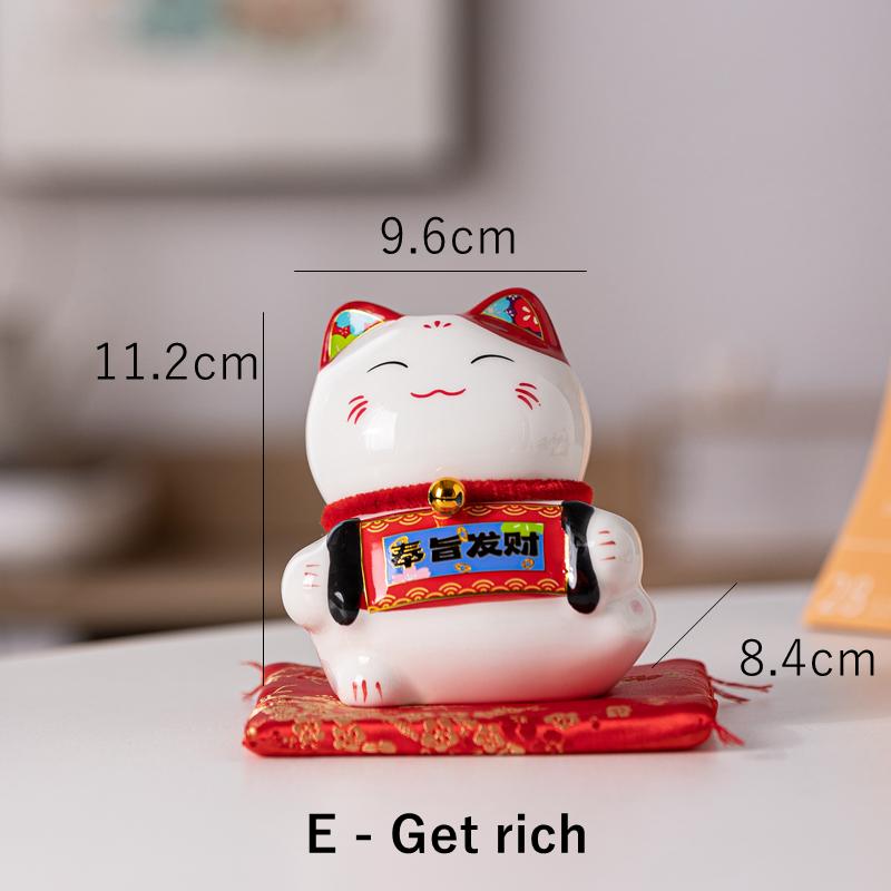 4.2 Inch Ceramic Maneki Neko Ornament Lucky Cat Centerpiece Mascot Figurine Money Box Blessing Fortune Cat Home Decoration Gift