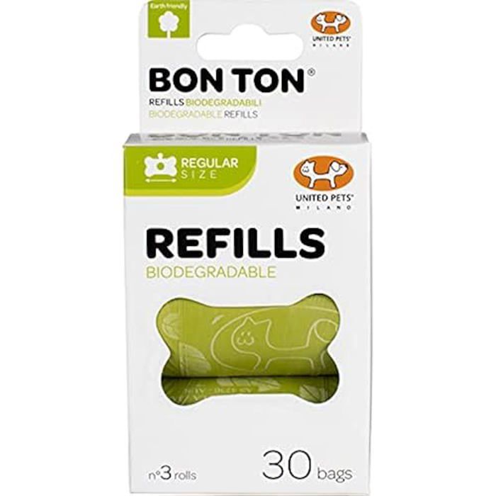 Sacs biodégradables pour chiens - UNITED PETS - Bon Ton Regular - Refill vert - Ultra-résistants - 30 sacs