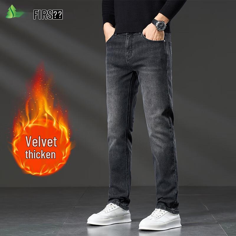 

FIRS Мужские джинсы из денима прямого кроя на флисовой подкладке 40