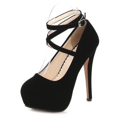 Scarpe alla moda con tacco alto 12 cm su plateau casual blu nero rosso donna stiletto da ballo sera decolleté taglia grande