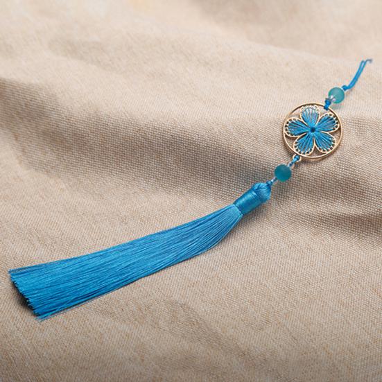 Yousheng 13cm Tassel Pendant Vintage Chinese Style Element Smooth Texture Hollowed Pattern Handmade Decorate Clothing Accessories Flower Round Tassel