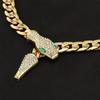Elegant Short Diamond-Studded Green Snake Head Choker with Adjustable Magnetic Clasp