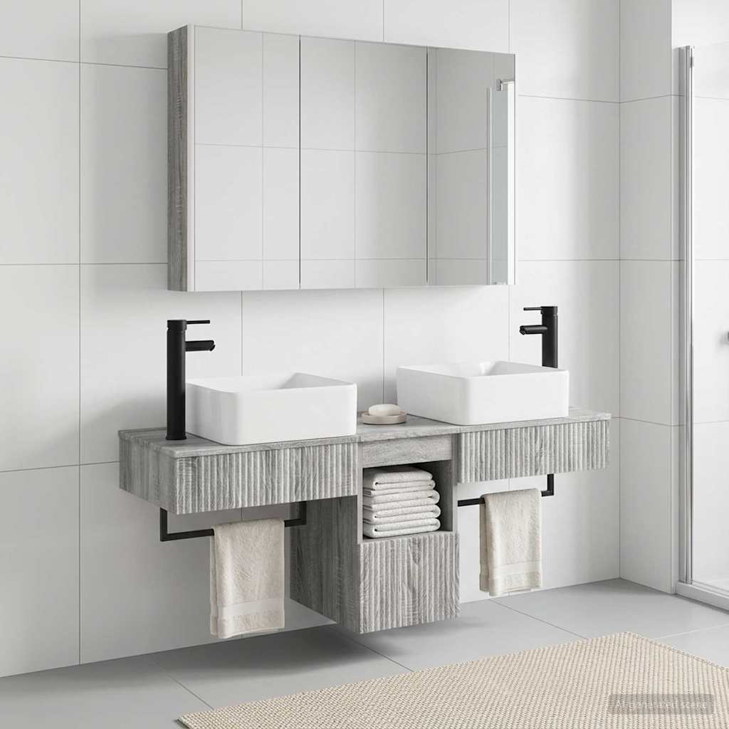 Bathroom Cabinet Set 4 Pcs Grey Sonoma 103.5 X 15.5 X 70 Cm