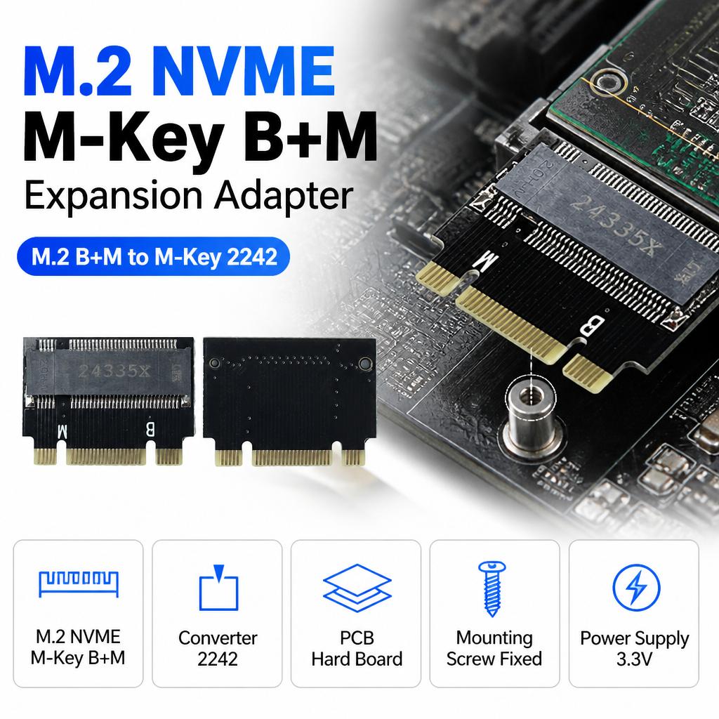 2230 To 2242 M.2 SSD Converter M.2 NVME B+M Adapter For ThinkPad X270 X280 T470 T480 L480 T580