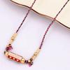 Vintage Graffiti Alphabet Necklace For Women With Copper Geometric Pendant And Colorful Cord