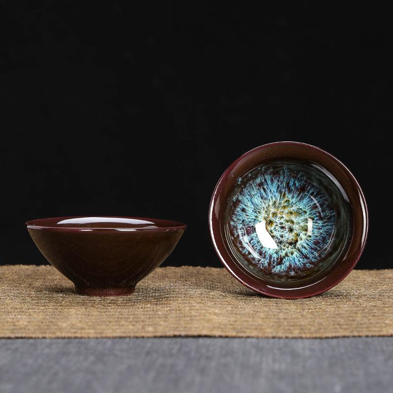 Kiln Change Tea Cup Ceramic Cups and Lanterns Kung Fu Small Tea Cups Master Cup Single Cup Jianjian Tea Set Tea Bowl Tea Cups Bucket Hats Cups