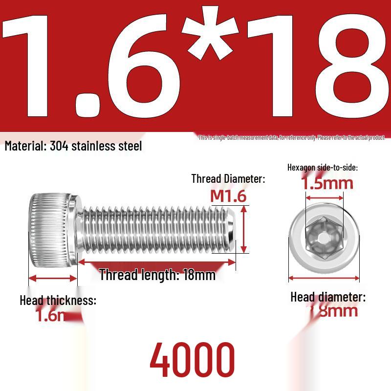 304 Stainless Steel Hex Socket Head Cap Screws, M2-M10, Extended Length