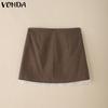 VONDA Women Zipper Waist Bow Knot Solid Color Netyarn Hem Mini Skirts
