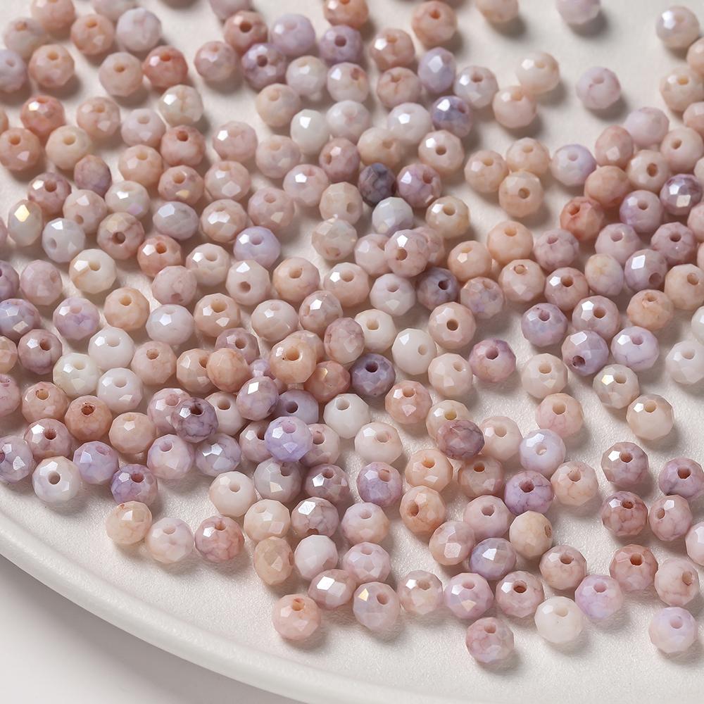40pcs 6mm Glass Faceted Flat Round Beads Loose Spacer Beads for DIY Craft Necklace Bracelet Jewelry Making Accessories