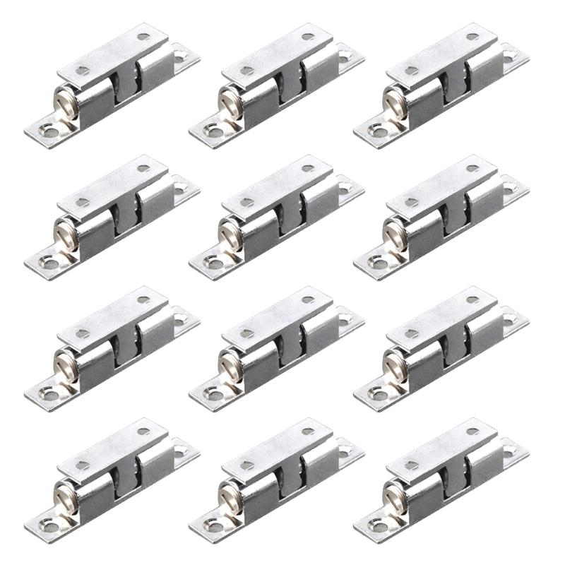 12Pcs Double Balls Tension Roller Catch Latches Cabinet Door Catch Zinc Alloy Closet Balls Tension Latches Easy To Install