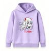 Kids Boys Girls Pullover Hoodie, Anime Demon Girl Horn Printed Casual Long Sleeve Hooded Sweatshirt, Soft Lightweight Streetwear Pullover for Daily We