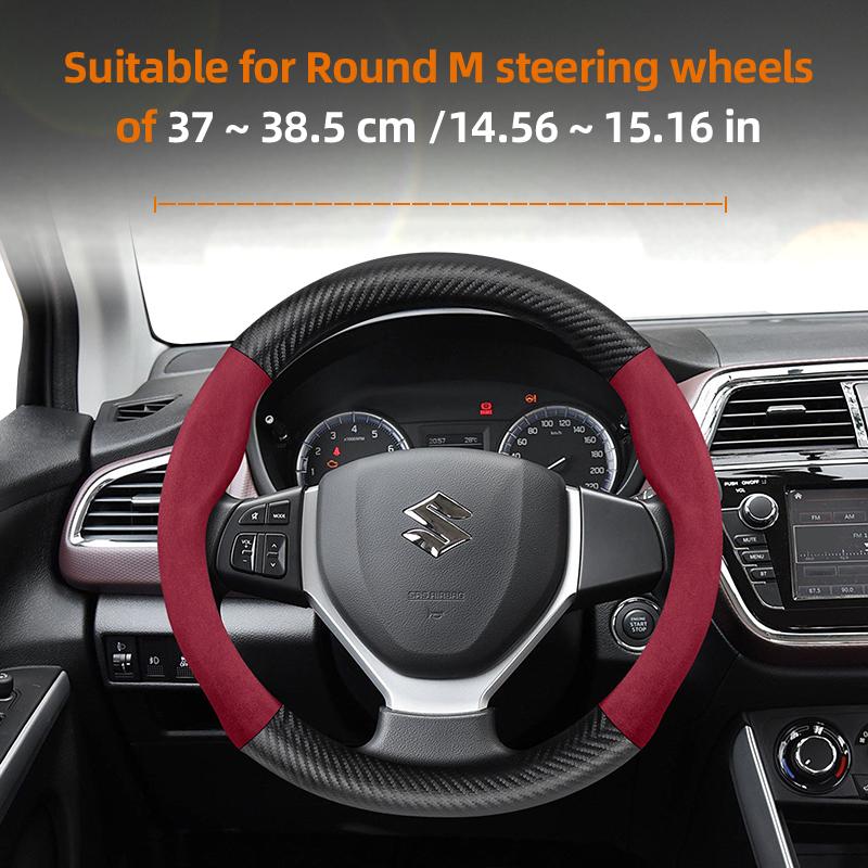 For SUZUKI Suede Carbon Fiber PU Leather Steering Wheel Cover Fit Swift Sport Accessories Sx4 Grand Vitara Jimny Solio Hustler