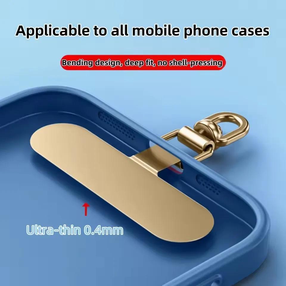Steel Phone Lanyard Gasket Patch Anti-lost Anti Fall Mobile Phone Rope Card Metal Clip Strap Hang Cord Tab Accessories