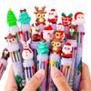 Christmas Multicolor Ballpoint Pens Plastic Retractable Fine Point Pens with Holiday Charms, 10-Color Inks for Office, Workplace