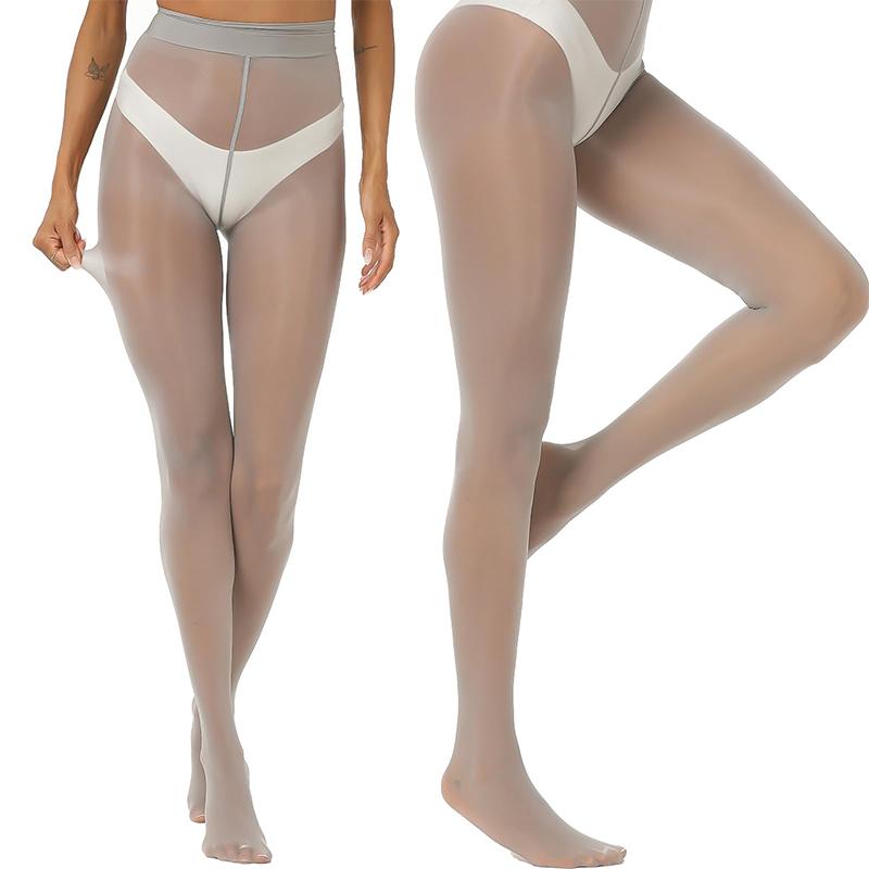 Kave 2 Paia Collant Sexy Ultra Sottili Lucidi all'Olio per Donna Alta Elasticità 15D Collant Lisci Color Caffè Gambe Snelle Rinforzo Punta