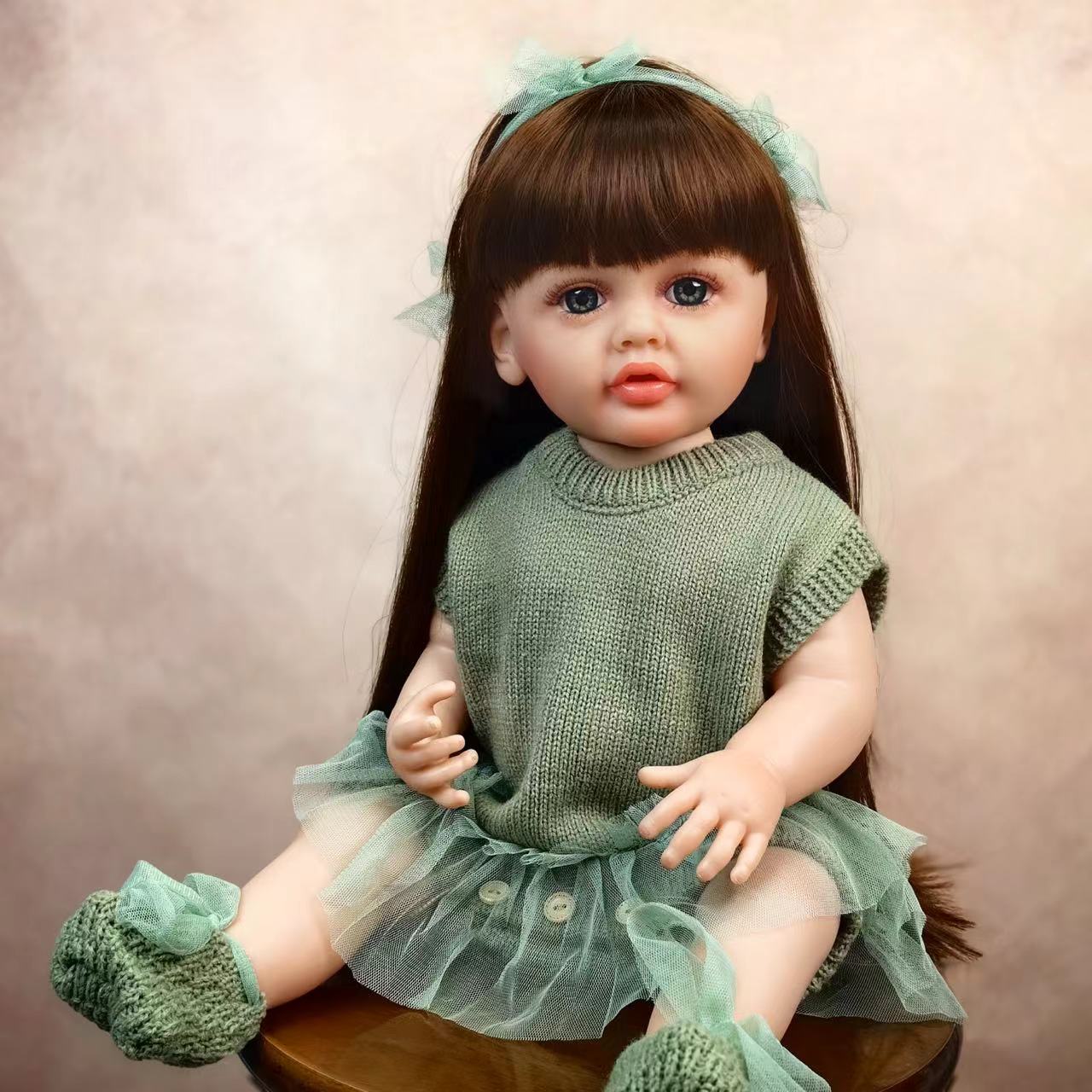 KEIUMI Reborn Baby Girl Doll 55 cm Full Silicone Vinyl Body Realistic Princess Bebe Newborn Doll Kids Playmates XMAS Gifts