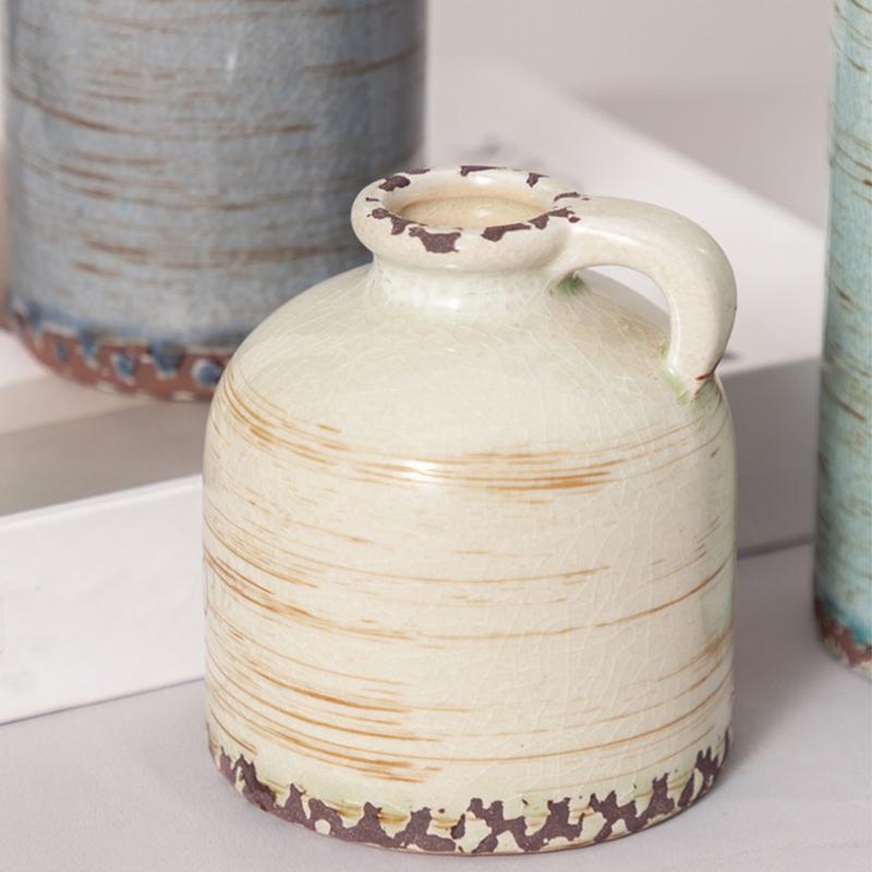 3pcs Dried Flower Vase Aesthetic Room Crackle Glaze Table Decoration Decorative Vases Suitable for Banquet