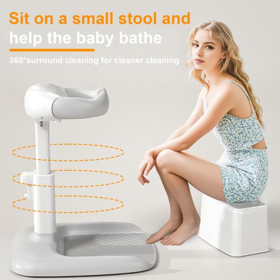 Baby Shower Rack Stand Height Adjustable Anti-Slip Bath Tub Holder Duck Design Foldable Portable Baby Care Stand