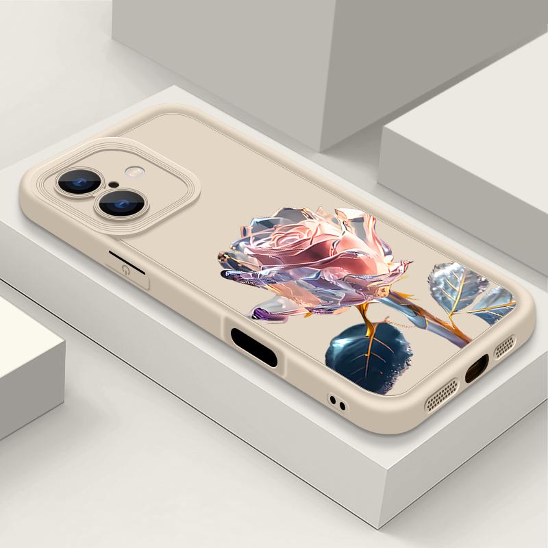 

Розовый кристальный узор розы противоударный чехол для телефона iPhone 16 15 14 Plus 13 12 11 Pro Max Xs Xr 8 7 матовый Tpu мягкий защитный чехол для линз от падения iPhone 11 Pro бежевый