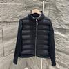 MK autumn and winter new knitted splicing women's down jacket stand-up collar waist slim-fitting simple warm small coat