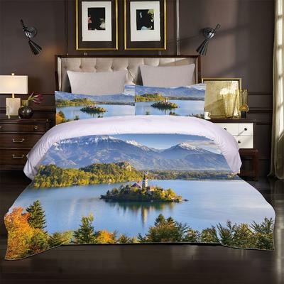 2-Sitzer Bettbezüge 3D See Landschaft 3-teilig Druck Twin Bettwäsche Set Bettbezug Kissenbezug Bettdeckenbezug Set King Size